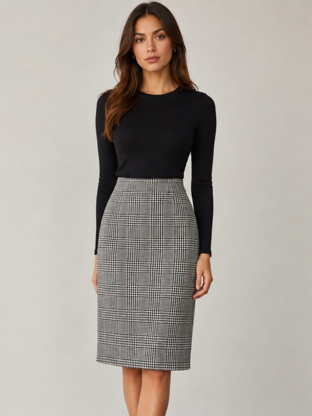 Worthington Black and White Glen Plaid Pencil Skirt